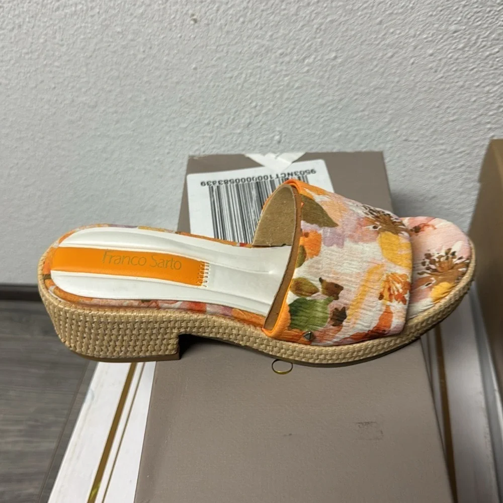 Franco Sarto Pony 3 Floral Print Slide Heels